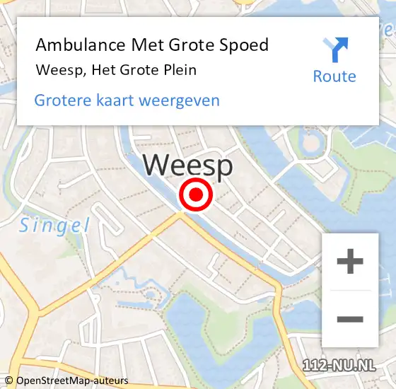 Locatie op kaart van de 112 melding: Ambulance Met Grote Spoed Naar Weesp, Het Grote Plein op 5 augustus 2024 00:36