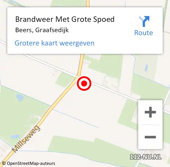 Locatie op kaart van de 112 melding: Brandweer Met Grote Spoed Naar Beers, Graafsedijk op 5 augustus 2024 00:56