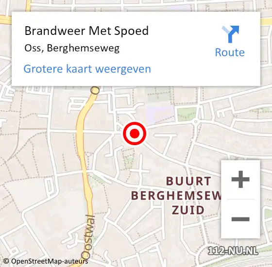 Locatie op kaart van de 112 melding: Brandweer Met Spoed Naar Oss, Berghemseweg op 5 augustus 2024 01:12