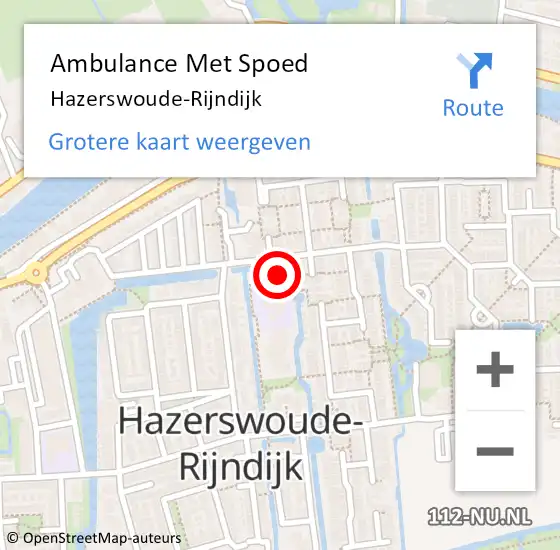 Locatie op kaart van de 112 melding: Ambulance Met Spoed Naar Hazerswoude-Rijndijk op 5 augustus 2024 02:53