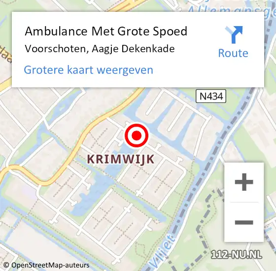 Locatie op kaart van de 112 melding: Ambulance Met Grote Spoed Naar Voorschoten, Aagje Dekenkade op 5 augustus 2024 03:55