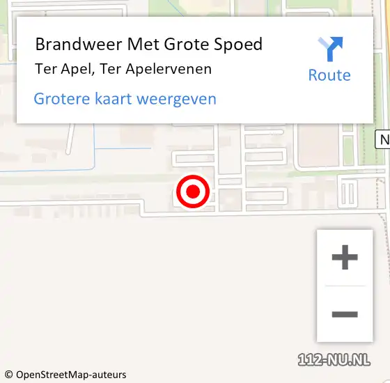 Locatie op kaart van de 112 melding: Brandweer Met Grote Spoed Naar Ter Apel, Ter Apelervenen op 5 augustus 2024 04:38