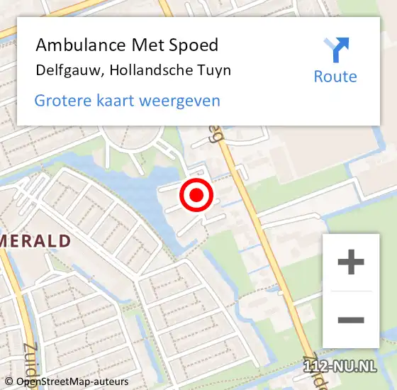 Locatie op kaart van de 112 melding: Ambulance Met Spoed Naar Delfgauw, Hollandsche Tuyn op 5 augustus 2024 04:52