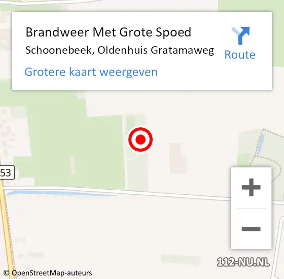 Locatie op kaart van de 112 melding: Brandweer Met Grote Spoed Naar Schoonebeek, Oldenhuis Gratamaweg op 5 augustus 2024 05:01