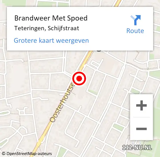 Locatie op kaart van de 112 melding: Brandweer Met Spoed Naar Teteringen, Schijfstraat op 5 augustus 2024 05:03