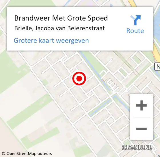 Locatie op kaart van de 112 melding: Brandweer Met Grote Spoed Naar Brielle, Jacoba van Beierenstraat op 5 augustus 2024 05:46