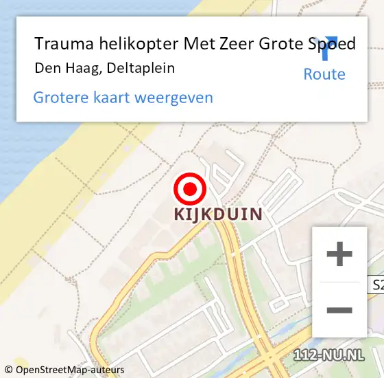 Locatie op kaart van de 112 melding: Trauma helikopter Met Zeer Grote Spoed Naar Den Haag, Deltaplein op 5 augustus 2024 06:14