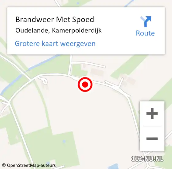 Locatie op kaart van de 112 melding: Brandweer Met Spoed Naar Oudelande, Kamerpolderdijk op 5 augustus 2024 07:27