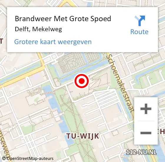 Locatie op kaart van de 112 melding: Brandweer Met Grote Spoed Naar Delft, Mekelweg op 5 augustus 2024 07:47