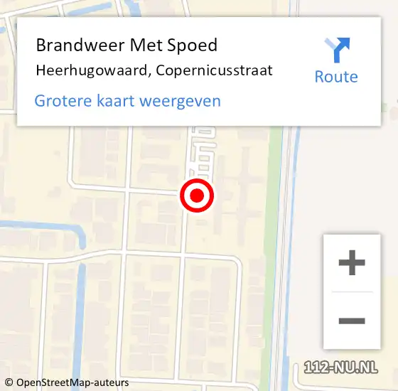 Locatie op kaart van de 112 melding: Brandweer Met Spoed Naar Heerhugowaard, Copernicusstraat op 5 augustus 2024 08:19