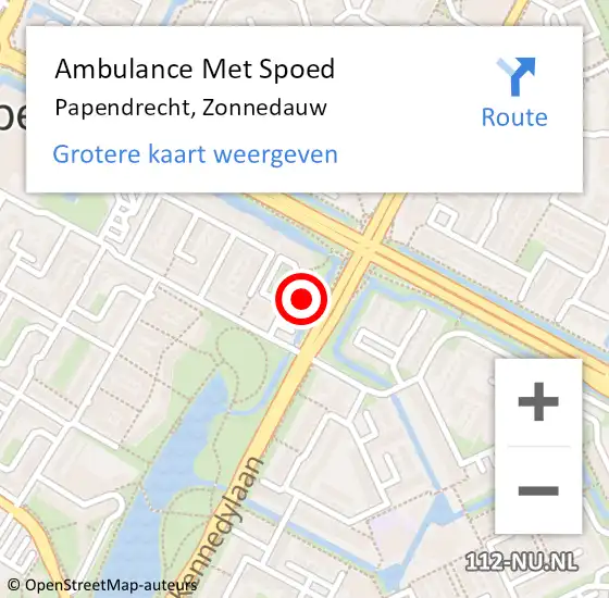 Locatie op kaart van de 112 melding: Ambulance Met Spoed Naar Papendrecht, Zonnedauw op 5 augustus 2024 08:22