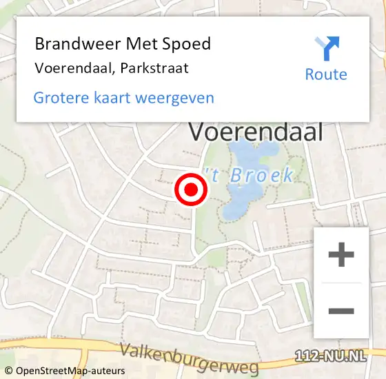 Locatie op kaart van de 112 melding: Brandweer Met Spoed Naar Voerendaal, Parkstraat op 5 augustus 2024 08:42