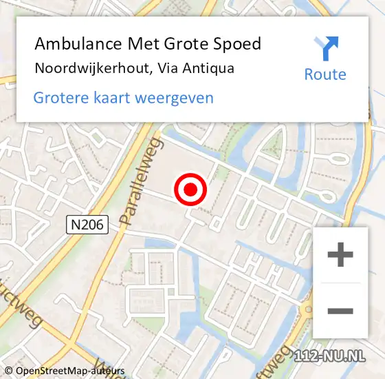 Locatie op kaart van de 112 melding: Ambulance Met Grote Spoed Naar Noordwijkerhout, Via Antiqua op 5 augustus 2024 08:45