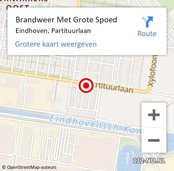 Locatie op kaart van de 112 melding: Brandweer Met Grote Spoed Naar Eindhoven, Partituurlaan op 5 augustus 2024 08:46