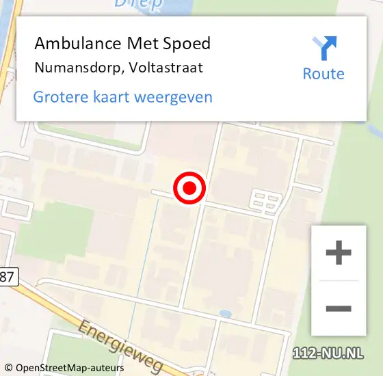 Locatie op kaart van de 112 melding: Ambulance Met Spoed Naar Numansdorp, Voltastraat op 5 augustus 2024 08:58