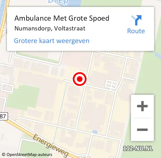 Locatie op kaart van de 112 melding: Ambulance Met Grote Spoed Naar Numansdorp, Voltastraat op 5 augustus 2024 09:00