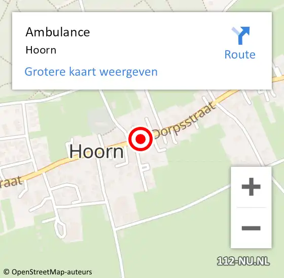 Locatie op kaart van de 112 melding: Ambulance Hoorn op 5 augustus 2024 09:10