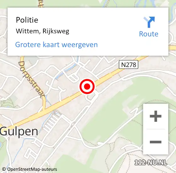 Locatie op kaart van de 112 melding: Politie Wittem, Rijksweg op 5 augustus 2024 09:16