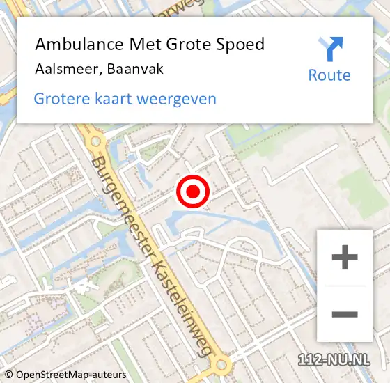 Locatie op kaart van de 112 melding: Ambulance Met Grote Spoed Naar Aalsmeer, Baanvak op 5 augustus 2024 09:32