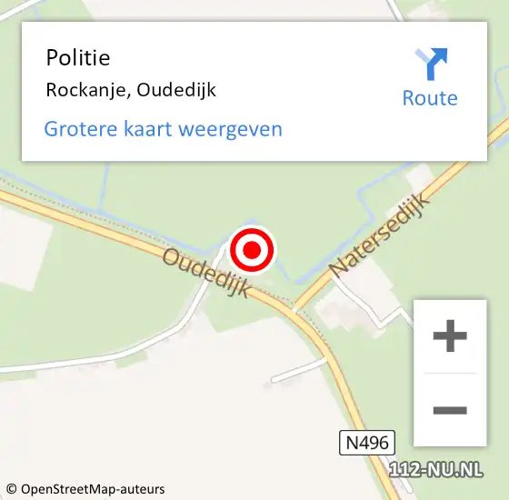 Locatie op kaart van de 112 melding: Politie Rockanje, Oudedijk op 5 augustus 2024 09:43