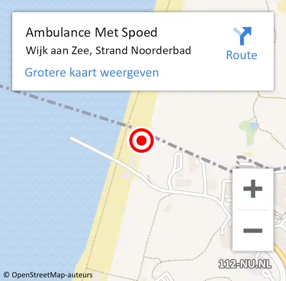 Locatie op kaart van de 112 melding: Ambulance Met Spoed Naar Wijk aan Zee, Strand Noorderbad op 5 augustus 2024 09:45