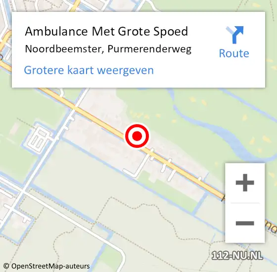 Locatie op kaart van de 112 melding: Ambulance Met Grote Spoed Naar Noordbeemster, Purmerenderweg op 5 augustus 2024 09:49