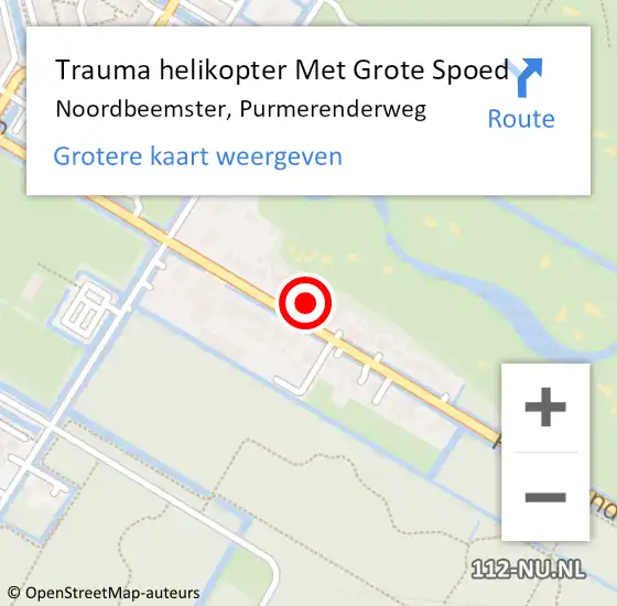Locatie op kaart van de 112 melding: Trauma helikopter Met Grote Spoed Naar Noordbeemster, Purmerenderweg op 5 augustus 2024 09:49