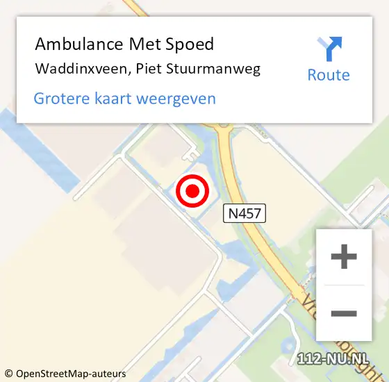 Locatie op kaart van de 112 melding: Ambulance Met Spoed Naar Waddinxveen, Piet Stuurmanweg op 5 augustus 2024 10:03