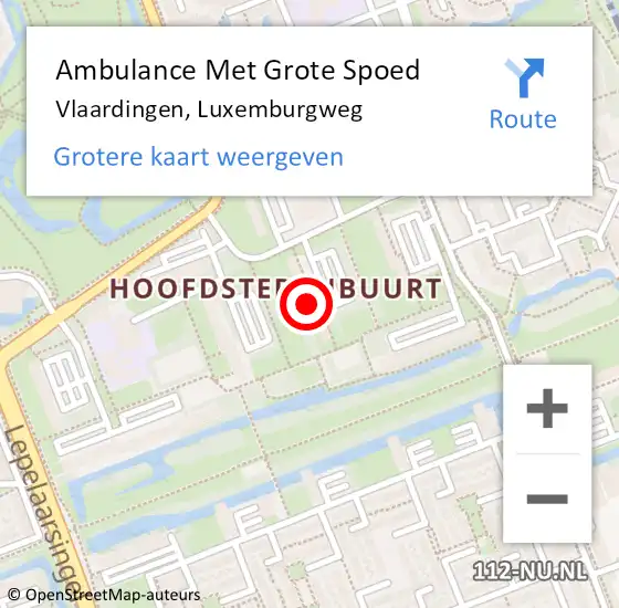 Locatie op kaart van de 112 melding: Ambulance Met Grote Spoed Naar Vlaardingen, Luxemburgweg op 5 augustus 2024 10:17