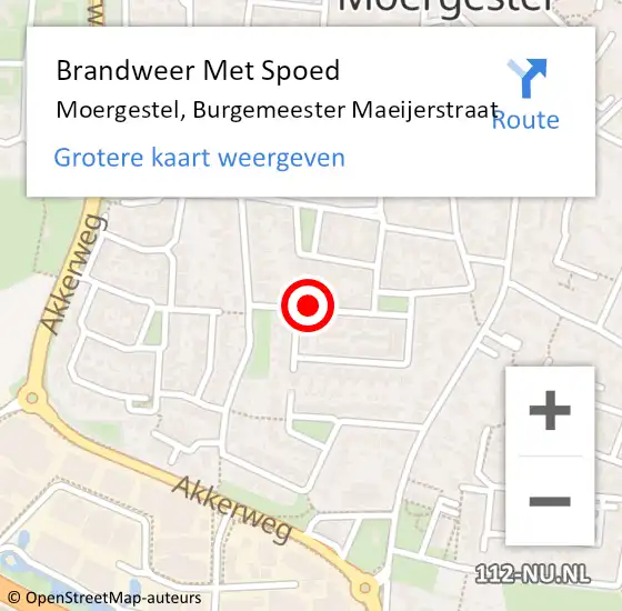 Locatie op kaart van de 112 melding: Brandweer Met Spoed Naar Moergestel, Burgemeester Maeijerstraat op 5 augustus 2024 10:33