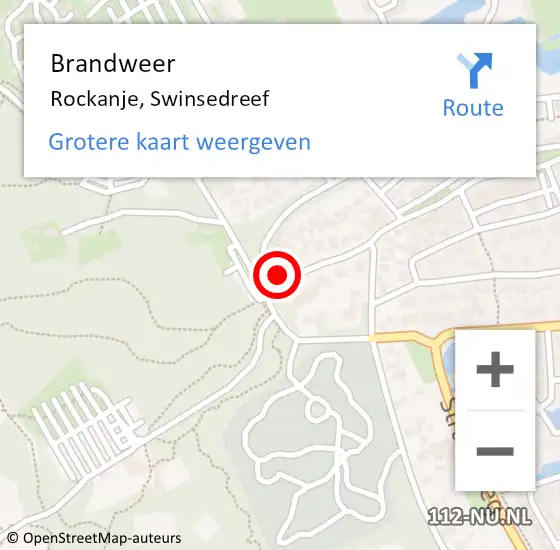 Locatie op kaart van de 112 melding: Brandweer Rockanje, Swinsedreef op 5 augustus 2024 10:36