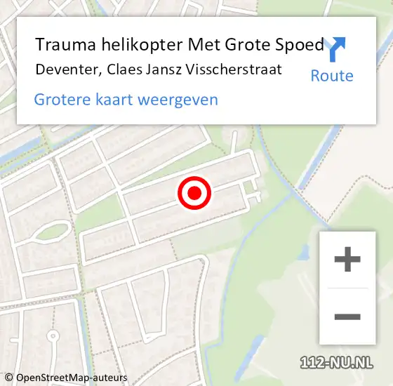 Locatie op kaart van de 112 melding: Trauma helikopter Met Grote Spoed Naar Deventer, Claes Jansz Visscherstraat op 5 augustus 2024 10:47