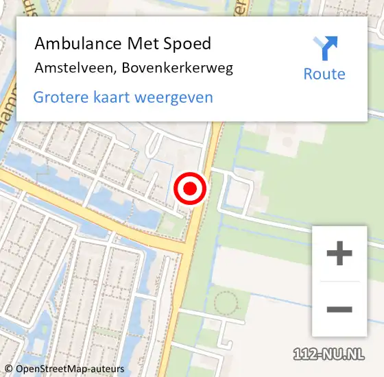 Locatie op kaart van de 112 melding: Ambulance Met Spoed Naar Amstelveen, Bovenkerkerweg op 5 augustus 2024 10:56