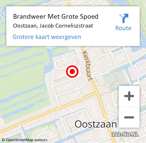 Locatie op kaart van de 112 melding: Brandweer Met Grote Spoed Naar Oostzaan, Jacob Corneliszstraat op 5 augustus 2024 10:56