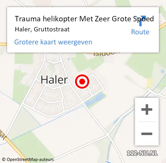 Locatie op kaart van de 112 melding: Trauma helikopter Met Zeer Grote Spoed Naar Haler, Gruttostraat op 5 augustus 2024 11:07