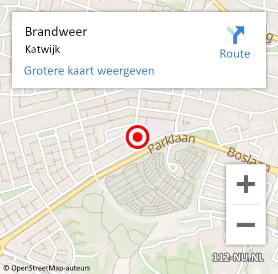 Locatie op kaart van de 112 melding: Brandweer Katwijk op 5 augustus 2024 11:07