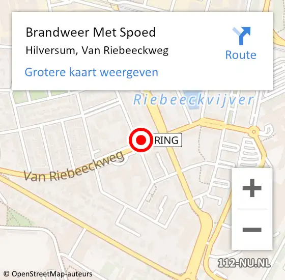 Locatie op kaart van de 112 melding: Brandweer Met Spoed Naar Hilversum, Van Riebeeckweg op 5 augustus 2024 11:17