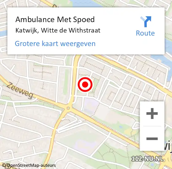 Locatie op kaart van de 112 melding: Ambulance Met Spoed Naar Rijnsburg, Witte de Withstraat op 5 augustus 2024 11:18