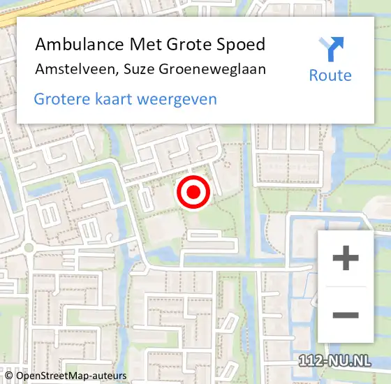 Locatie op kaart van de 112 melding: Ambulance Met Grote Spoed Naar Amstelveen, Suze Groeneweglaan op 5 augustus 2024 11:19