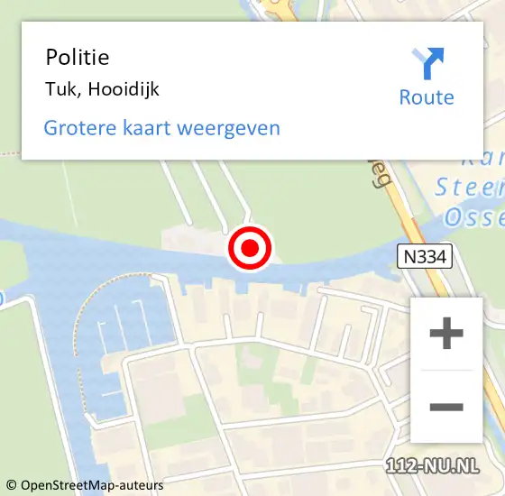 Locatie op kaart van de 112 melding: Politie Tuk, Hooidijk op 5 augustus 2024 11:30