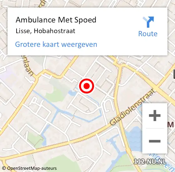 Locatie op kaart van de 112 melding: Ambulance Met Spoed Naar Lisse, Hobahostraat op 5 augustus 2024 11:43