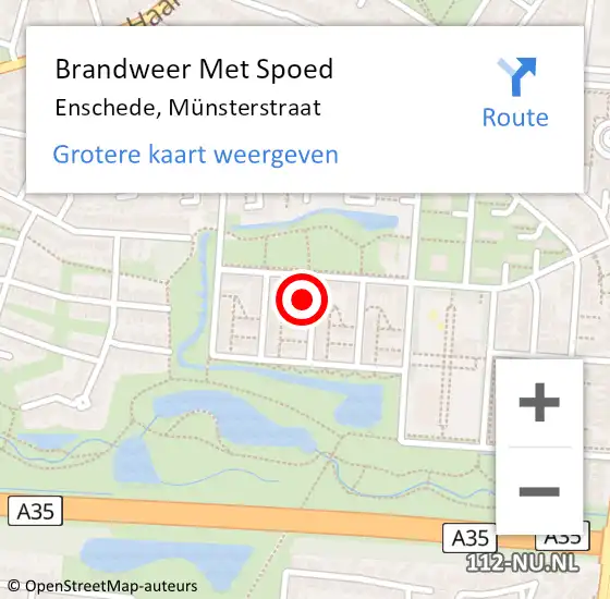 Locatie op kaart van de 112 melding: Brandweer Met Spoed Naar Enschede, Münsterstraat op 5 augustus 2024 12:02