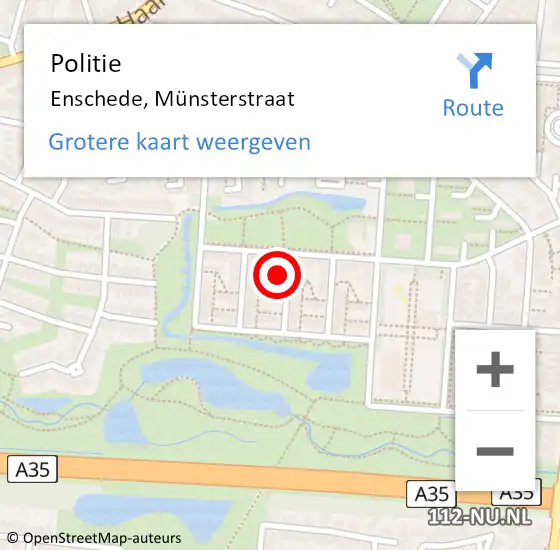 Locatie op kaart van de 112 melding: Politie Enschede, Münsterstraat op 5 augustus 2024 12:05