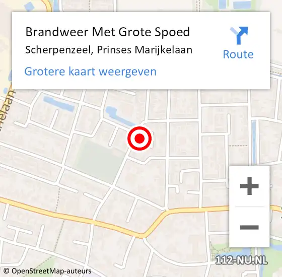 Locatie op kaart van de 112 melding: Brandweer Met Grote Spoed Naar Scherpenzeel, Prinses Marijkelaan op 5 augustus 2024 12:06