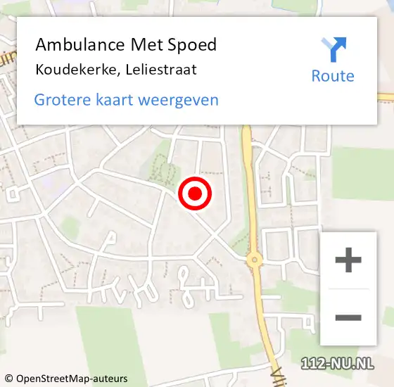 Locatie op kaart van de 112 melding: Ambulance Met Spoed Naar Koudekerke, Leliestraat op 15 oktober 2014 12:19