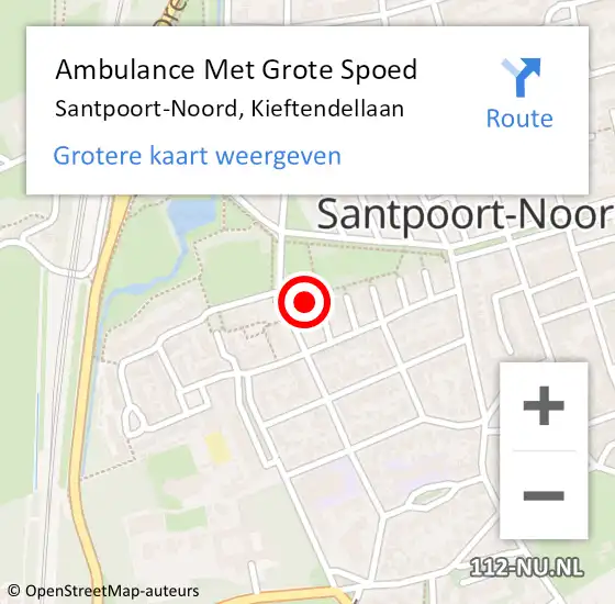 Locatie op kaart van de 112 melding: Ambulance Met Grote Spoed Naar Santpoort-Noord, Kieftendellaan op 5 augustus 2024 12:13