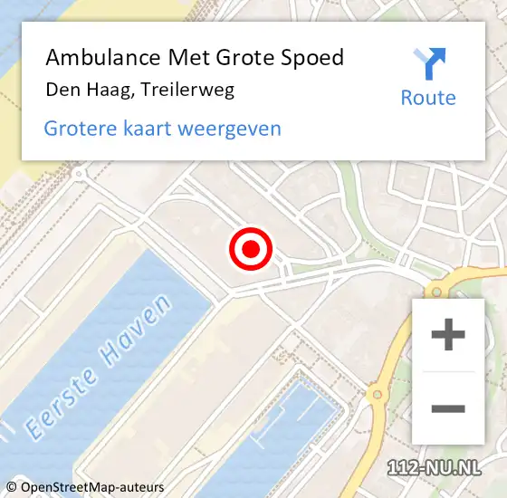 Locatie op kaart van de 112 melding: Ambulance Met Grote Spoed Naar Den Haag, Treilerweg op 5 augustus 2024 12:17