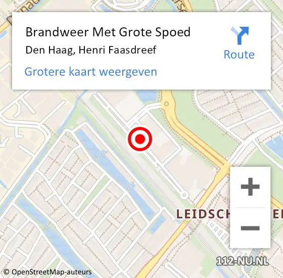 Locatie op kaart van de 112 melding: Brandweer Met Grote Spoed Naar Den Haag, Henri Faasdreef op 5 augustus 2024 12:24