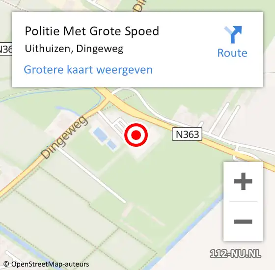 Locatie op kaart van de 112 melding: Politie Met Grote Spoed Naar Uithuizen, Dingeweg op 5 augustus 2024 12:25