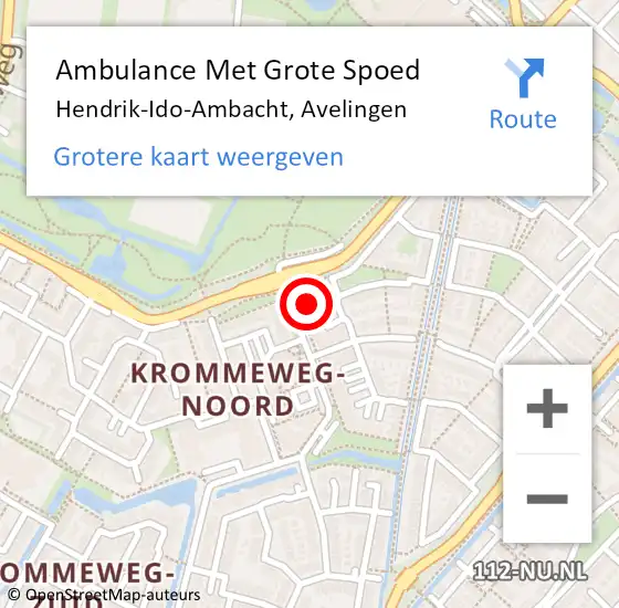 Locatie op kaart van de 112 melding: Ambulance Met Grote Spoed Naar Hendrik-Ido-Ambacht, Avelingen op 5 augustus 2024 12:30